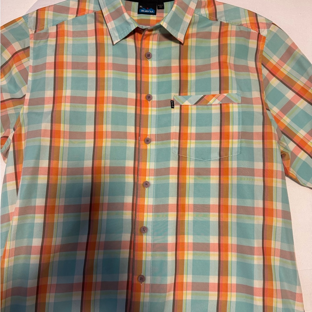 Kavu Men's Pastel Plaid Button Down Shirt